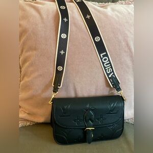 Black Crossbody Bag with Gold Accents